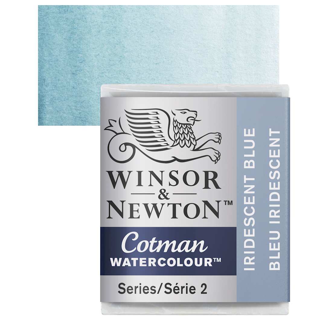 Open in modal - Winsor & Newton Cotman Watercolor Half Pan - Iridescent Blue and swatch
