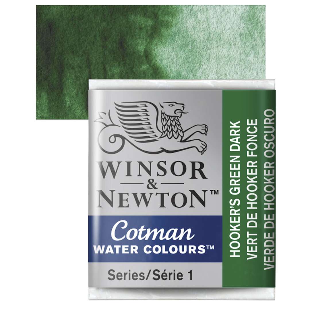 Open in modal - Winsor & Newton Cotman Watercolor Half Pan - Hookers Green Dark and swatch