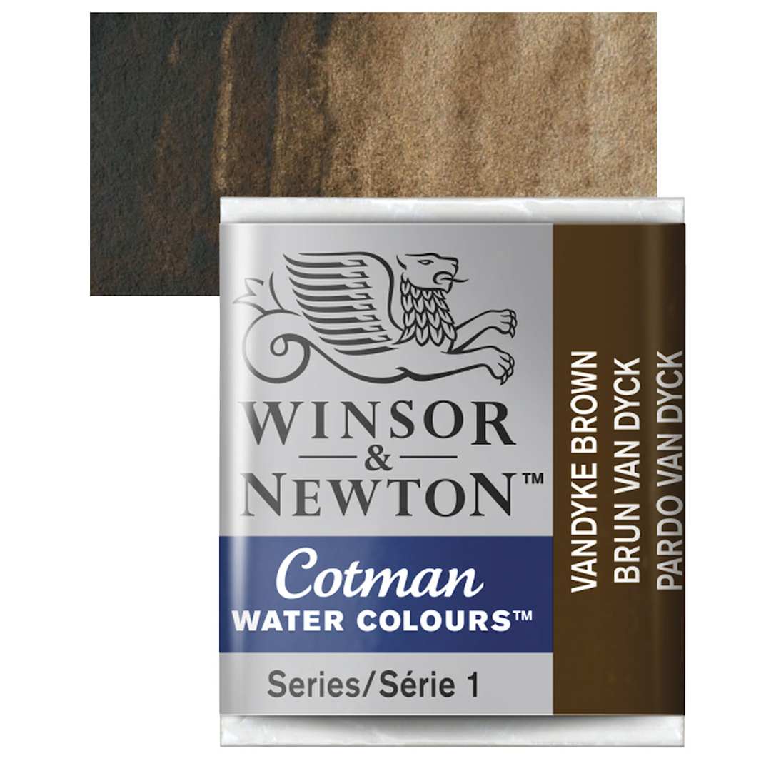 Open in modal - Winsor & Newton Cotman Watercolor Half Pan - Vandyke Brown and swatch