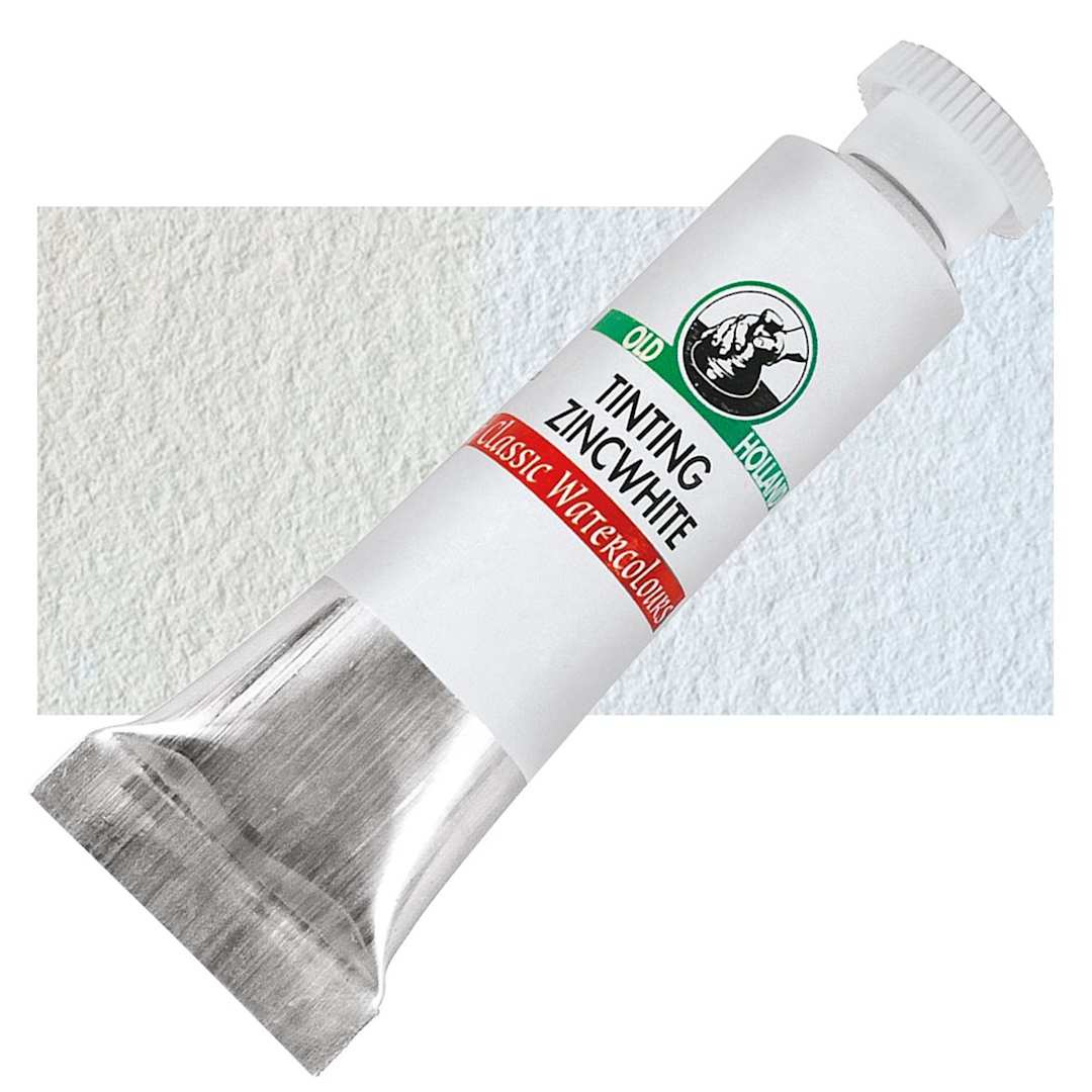 Open in modal - Old Holland Classic Artist Watercolor - Tinting Zinc White, 6 ml tube and swatch