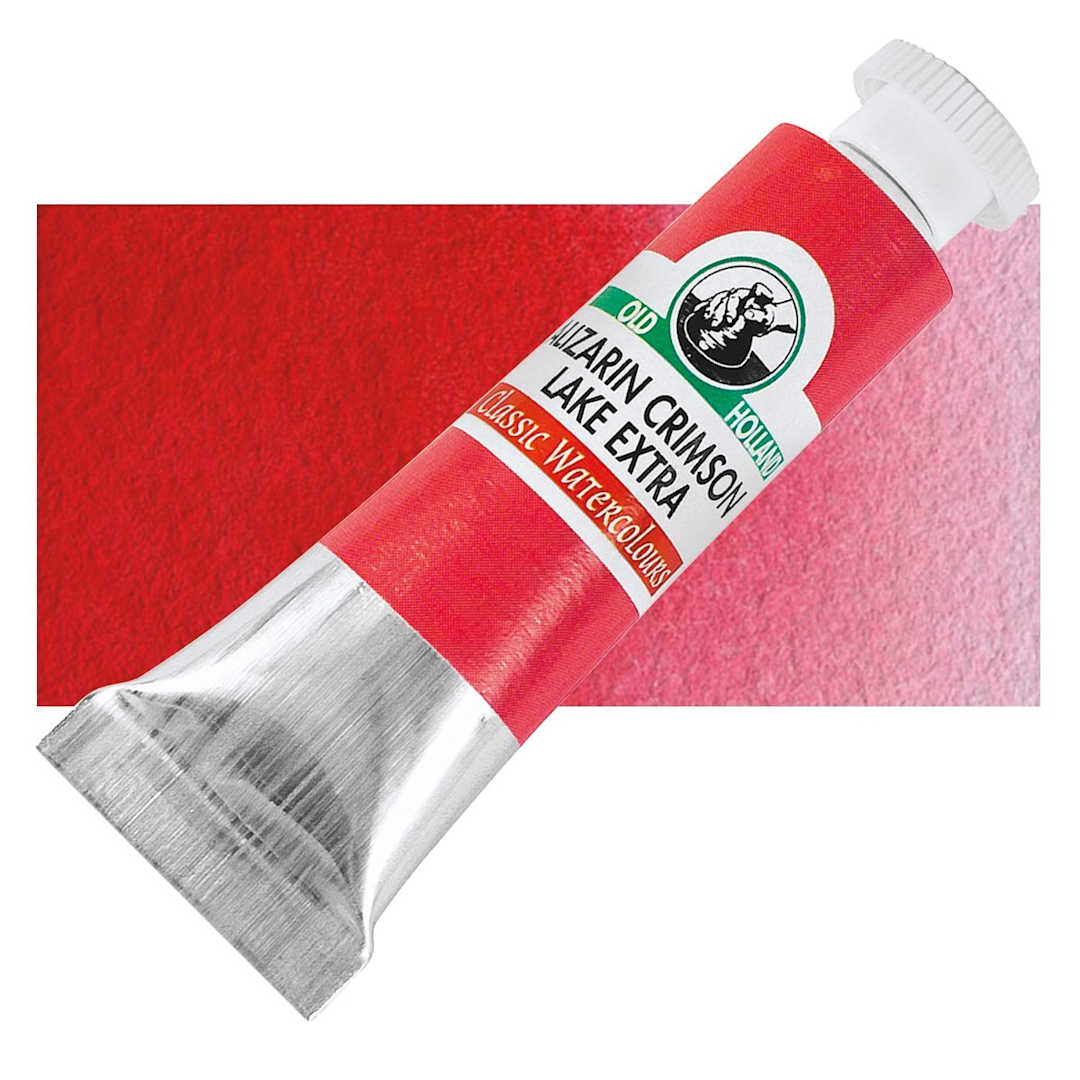 Open in modal - Old Holland Classic Artist Watercolor - Alizarin Crimson Lake Extra, 6 ml tube and swatch