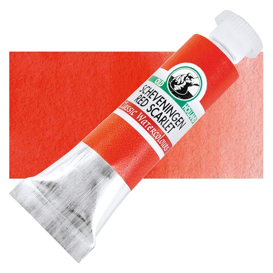 Open in modal - Old Holland Classic Artist Watercolor - Scheveningen Red Scarlet, 6 ml tube and swatch