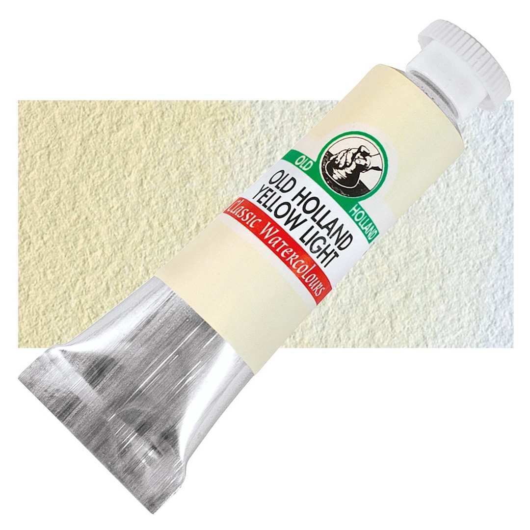 Open in modal - Old Holland Classic Artist Watercolor - Old Holland Yellow Light, 6 ml tube and swatch
