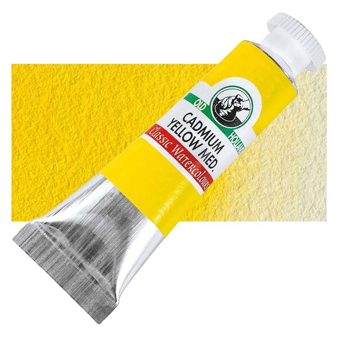 Open in modal - Old Holland Classic Artist Watercolor - Cadmium Yellow Medium, 6 ml tube and swatch