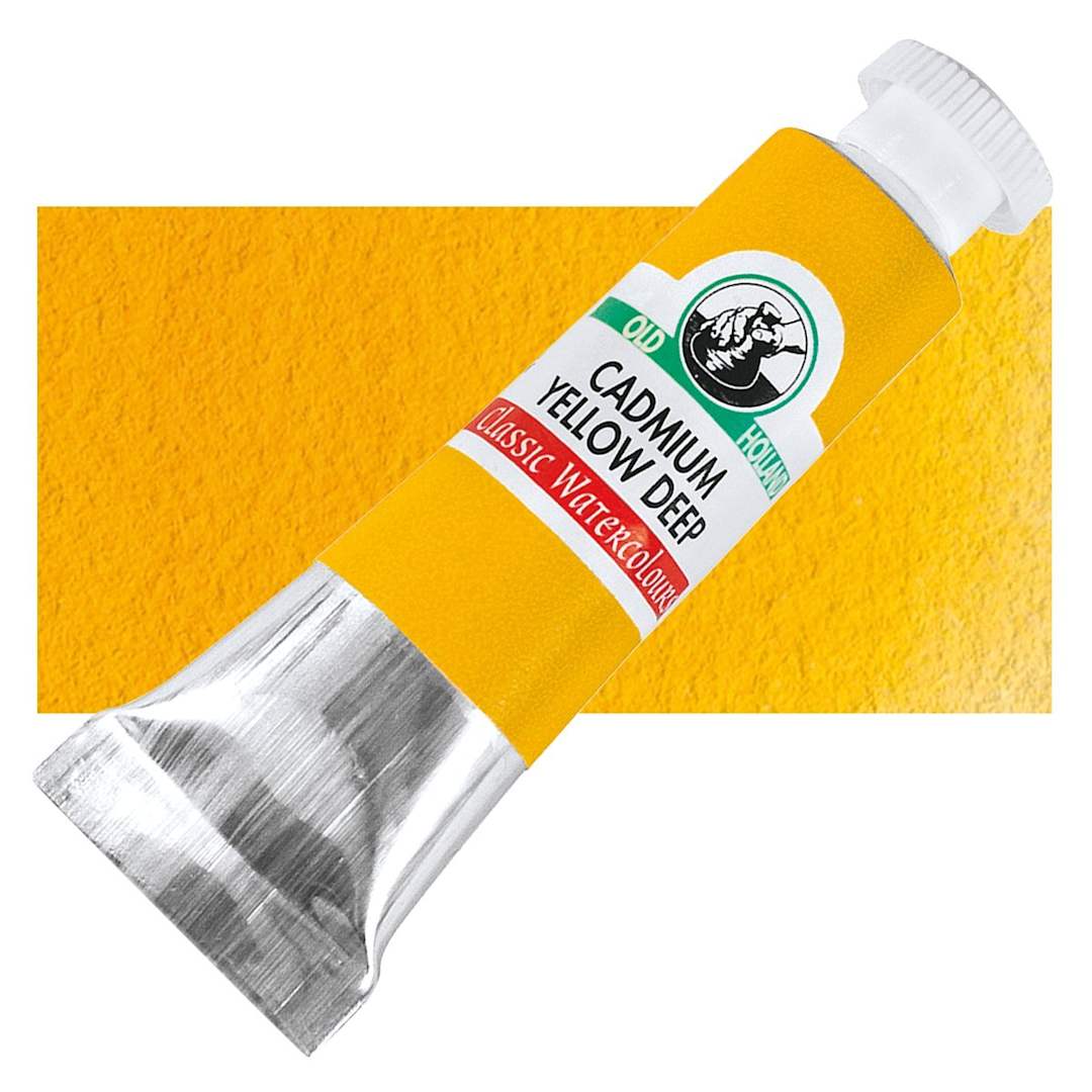 Open in modal - Old Holland Classic Artist Watercolor - Cadmium Yellow Deep, 6 ml tube and swatch