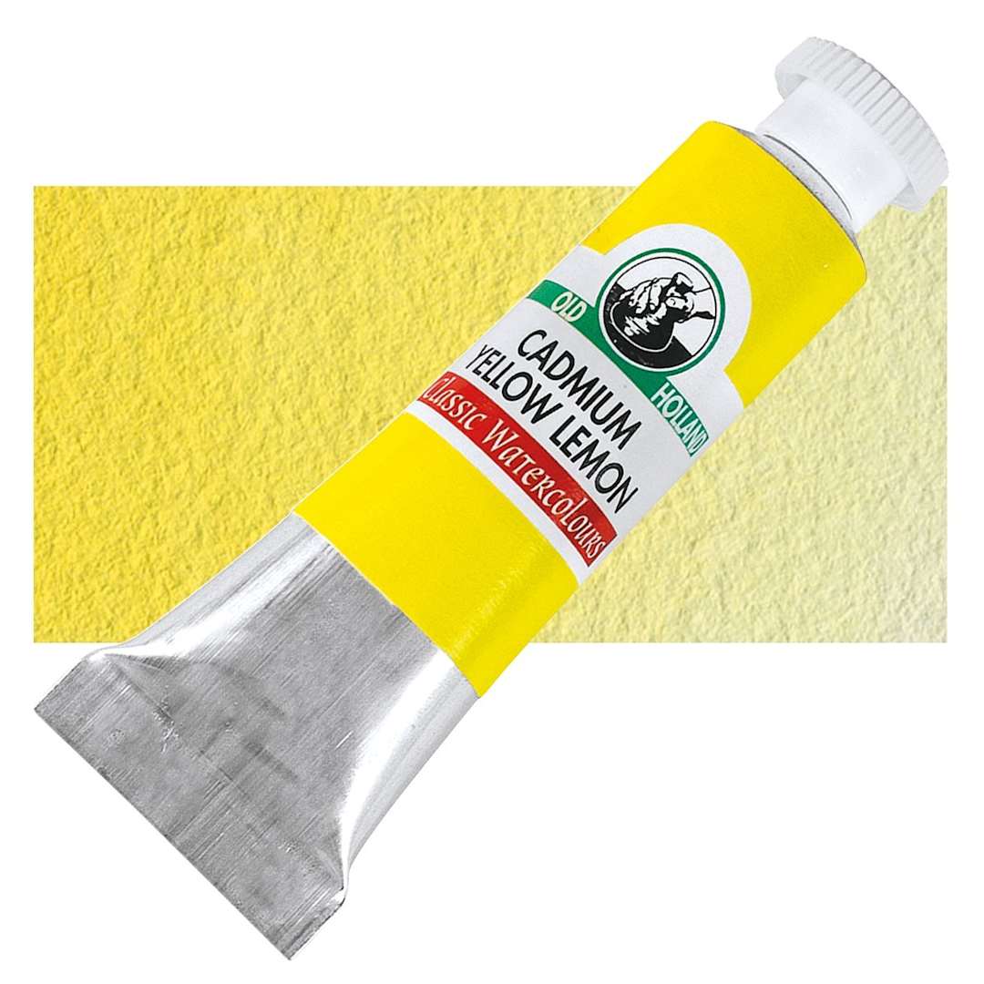 Open in modal - Old Holland Classic Artist Watercolor - Cadmium Yellow Lemon, 6 ml tube and swatch