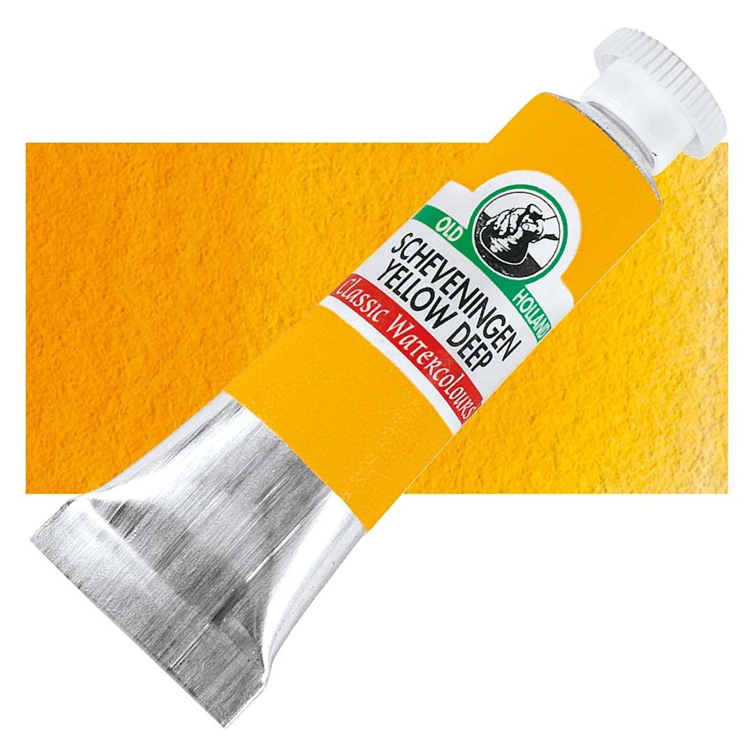 Open in modal - Old Holland Classic Artist Watercolor - Scheveningen Yellow Deep, 6 ml tube and swatch