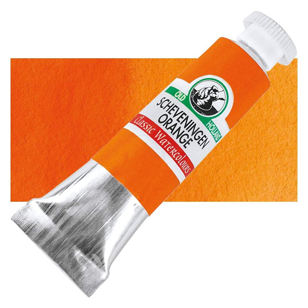 Open in modal - Old Holland Classic Artist Watercolor - Scheveningen Orange, 6 ml tube and swatch