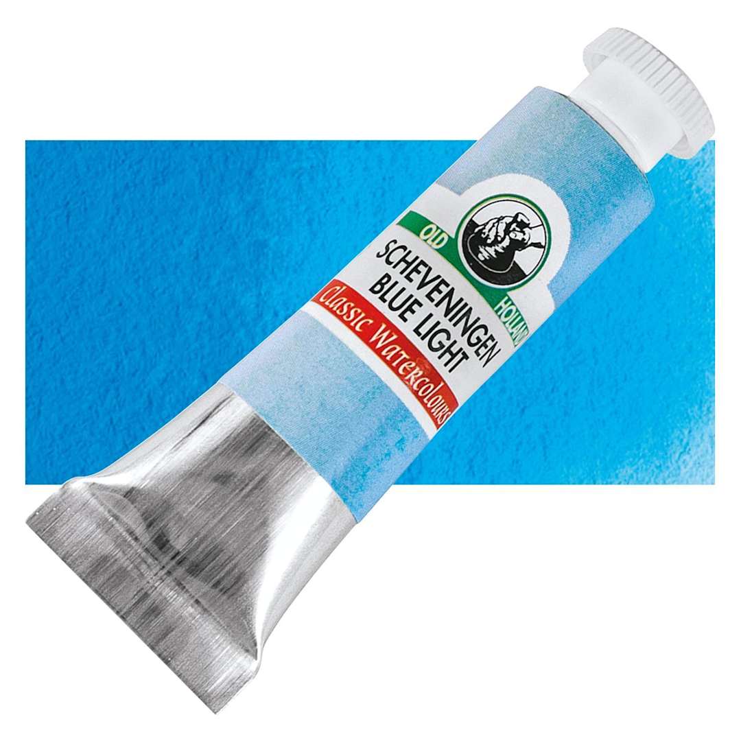 Open in modal - Old Holland Classic Artist Watercolor - Scheveningen Blue Light, 6 ml tube and swatch