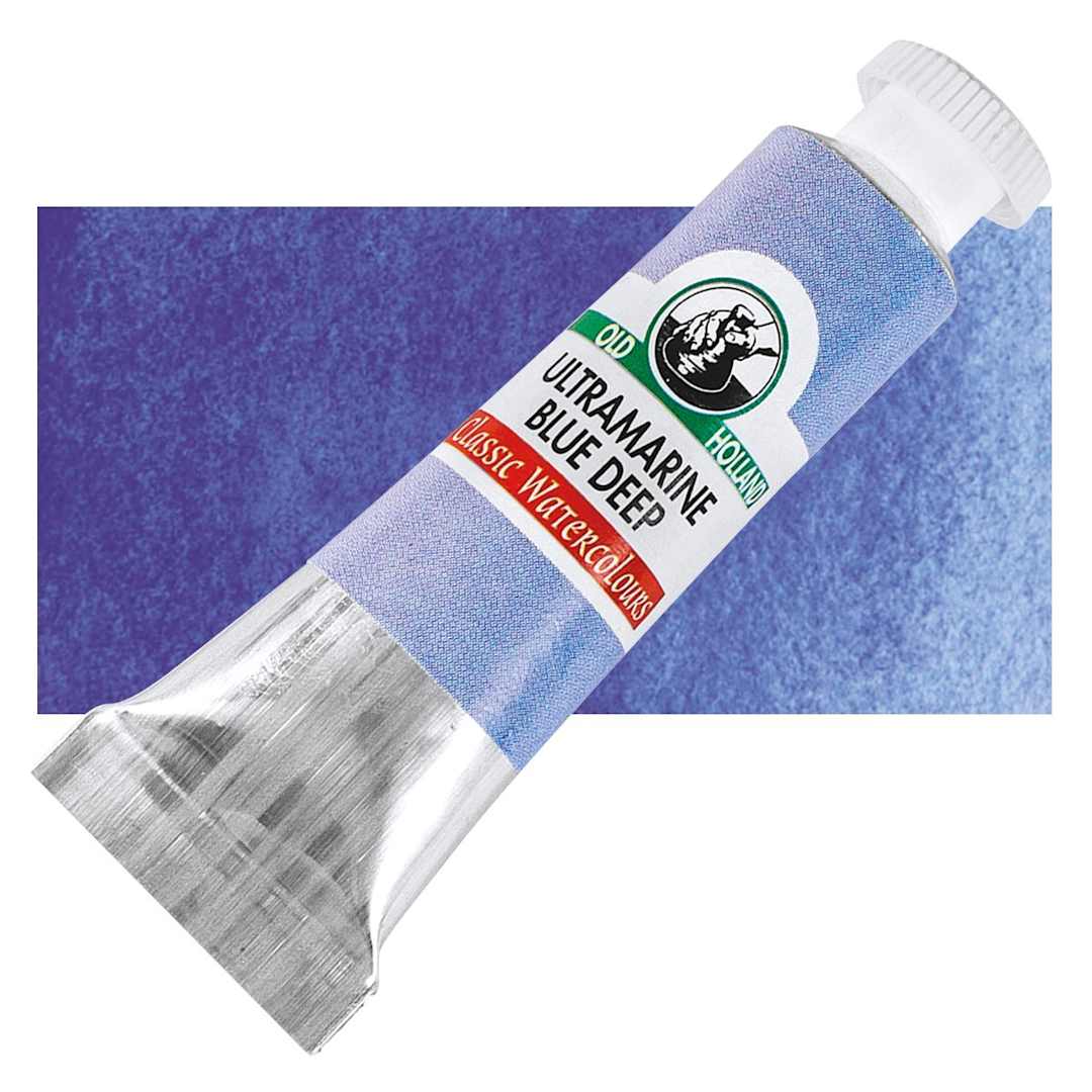 Open in modal - Old Holland Classic Artist Watercolor - Ultra Blue Deep, 6 ml tube and swatch