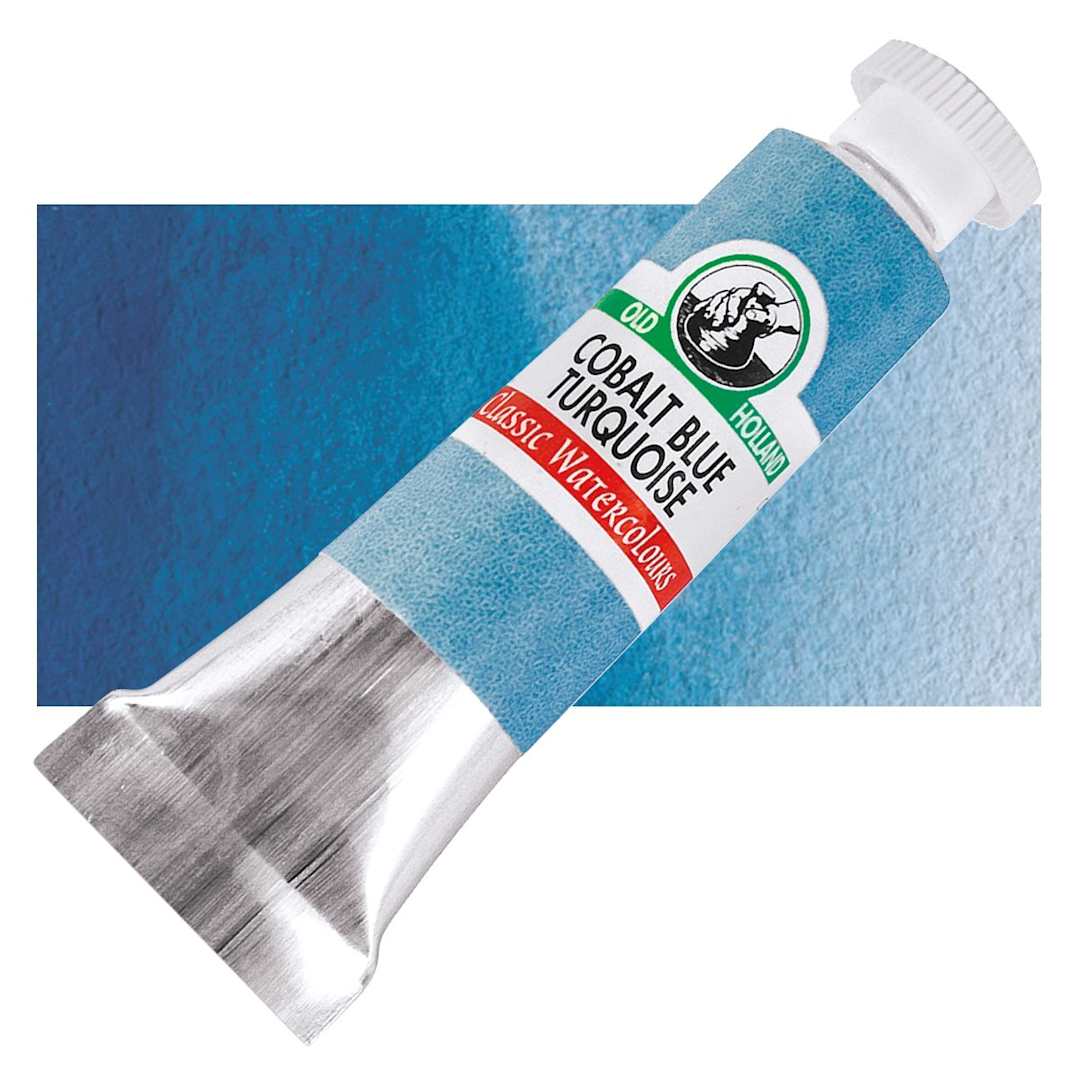 Open in modal - Old Holland Classic Artist Watercolor - Cobalt Blue Turquoise, 6 ml tube and swatch