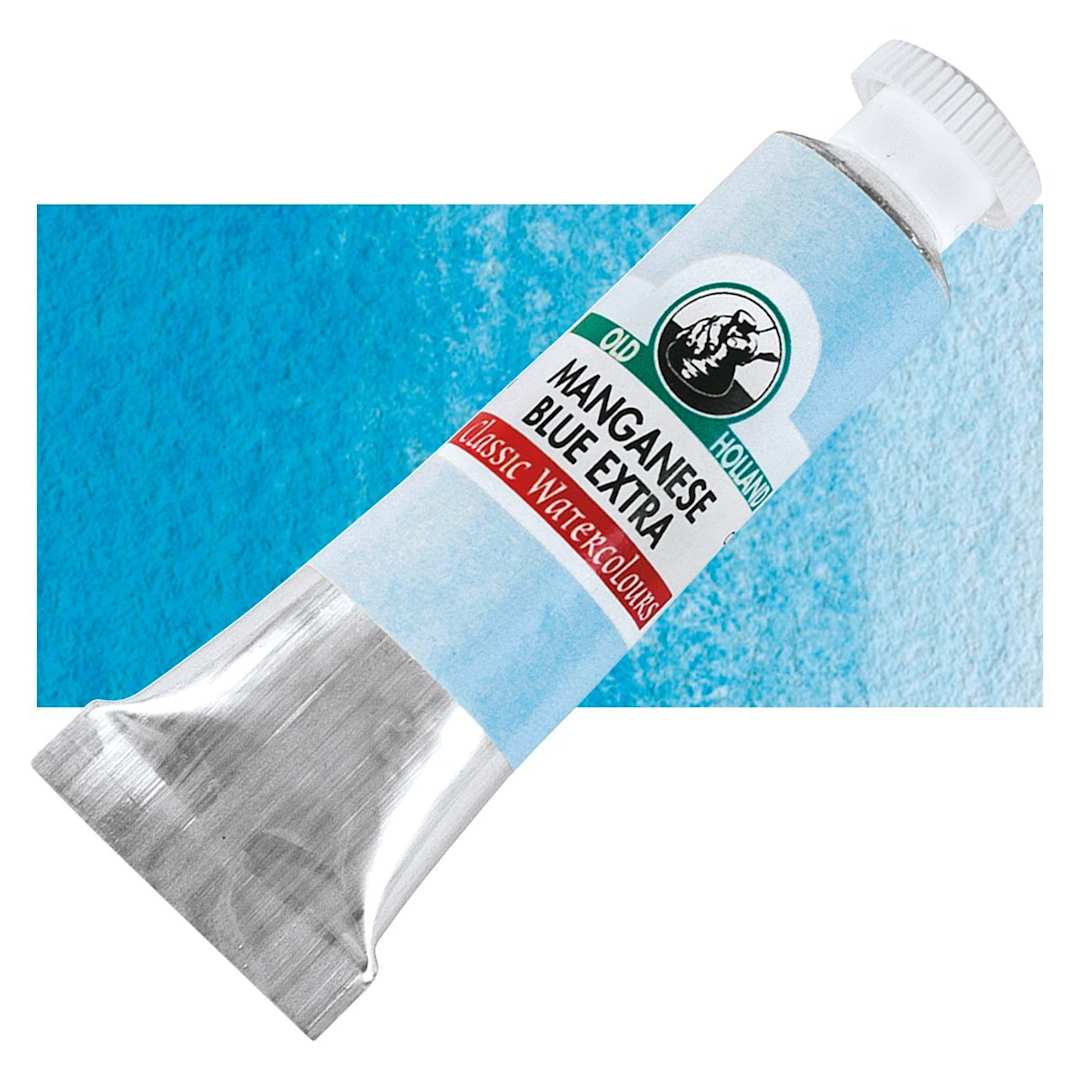 Open in modal - Old Holland Classic Artist Watercolor - Manganese Blue Extra, 6 ml tube and swatch