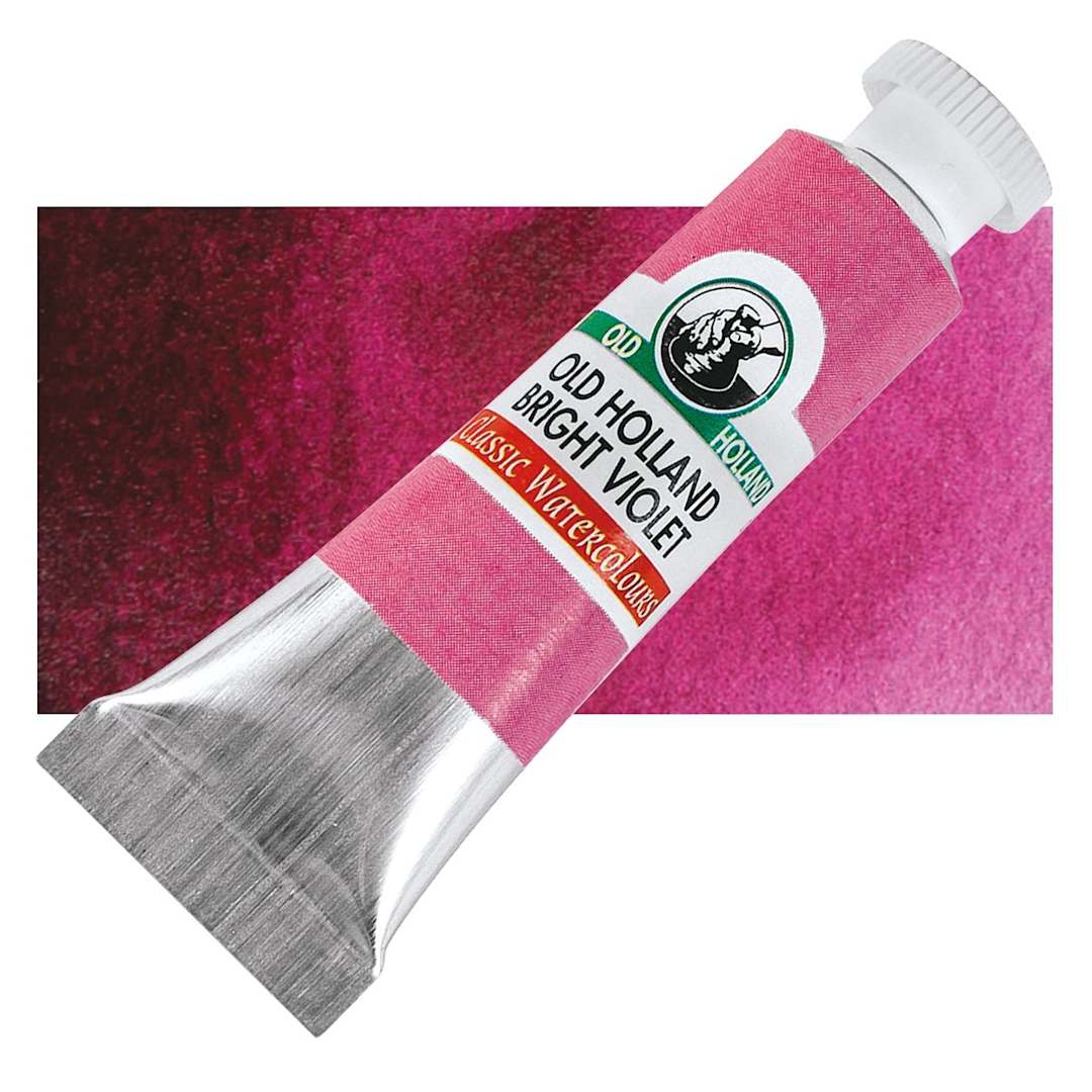 Open in modal - Old Holland Classic Artist Watercolor - Old Holland Bright Violet, 6 ml tube and swatch