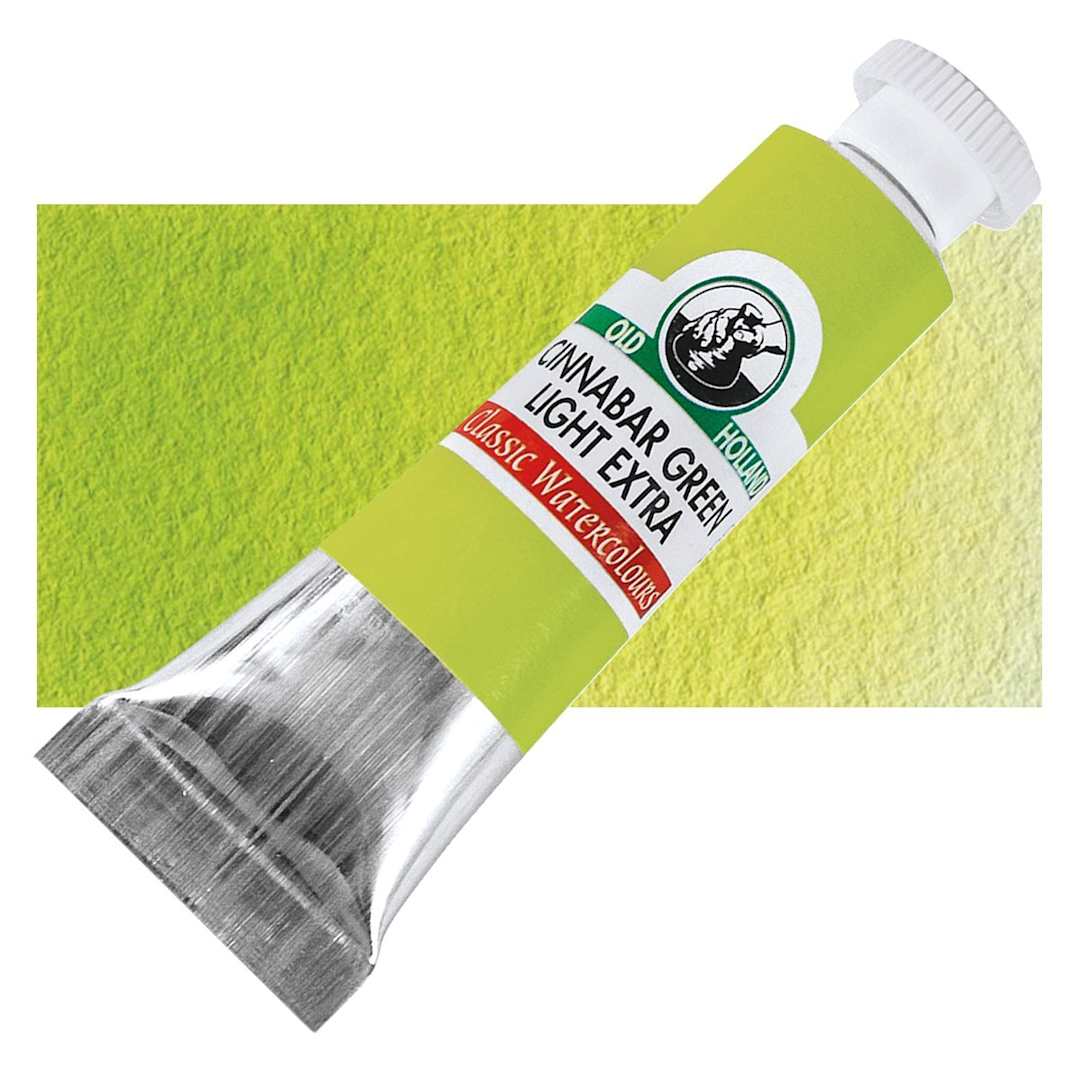 Open in modal - Old Holland Classic Artist Watercolor - Cinnabar Green light, 6 ml tube and swatch