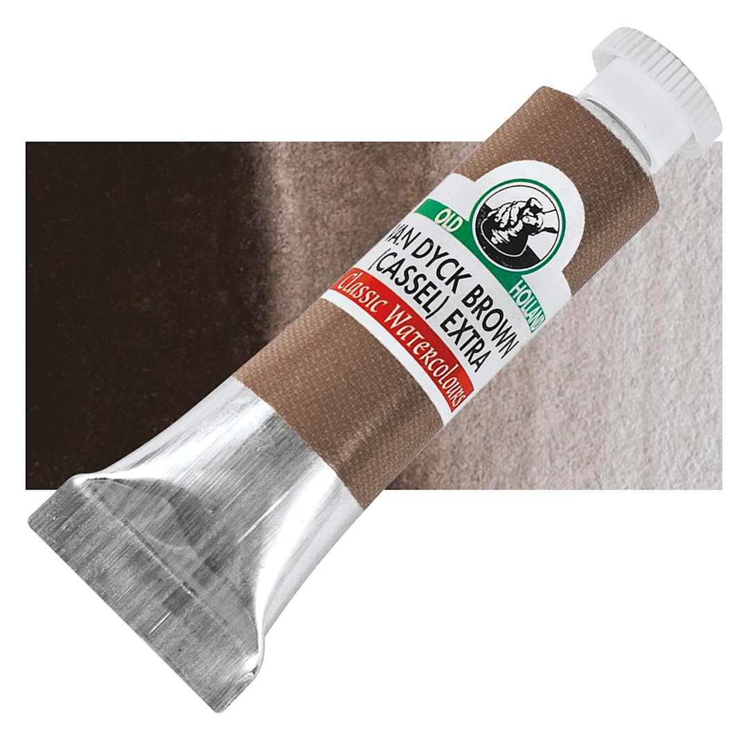 Open in modal - Old Holland Classic Artist Watercolor - Van Dyck Brown (Cassell) Extra, 6 ml and swatch