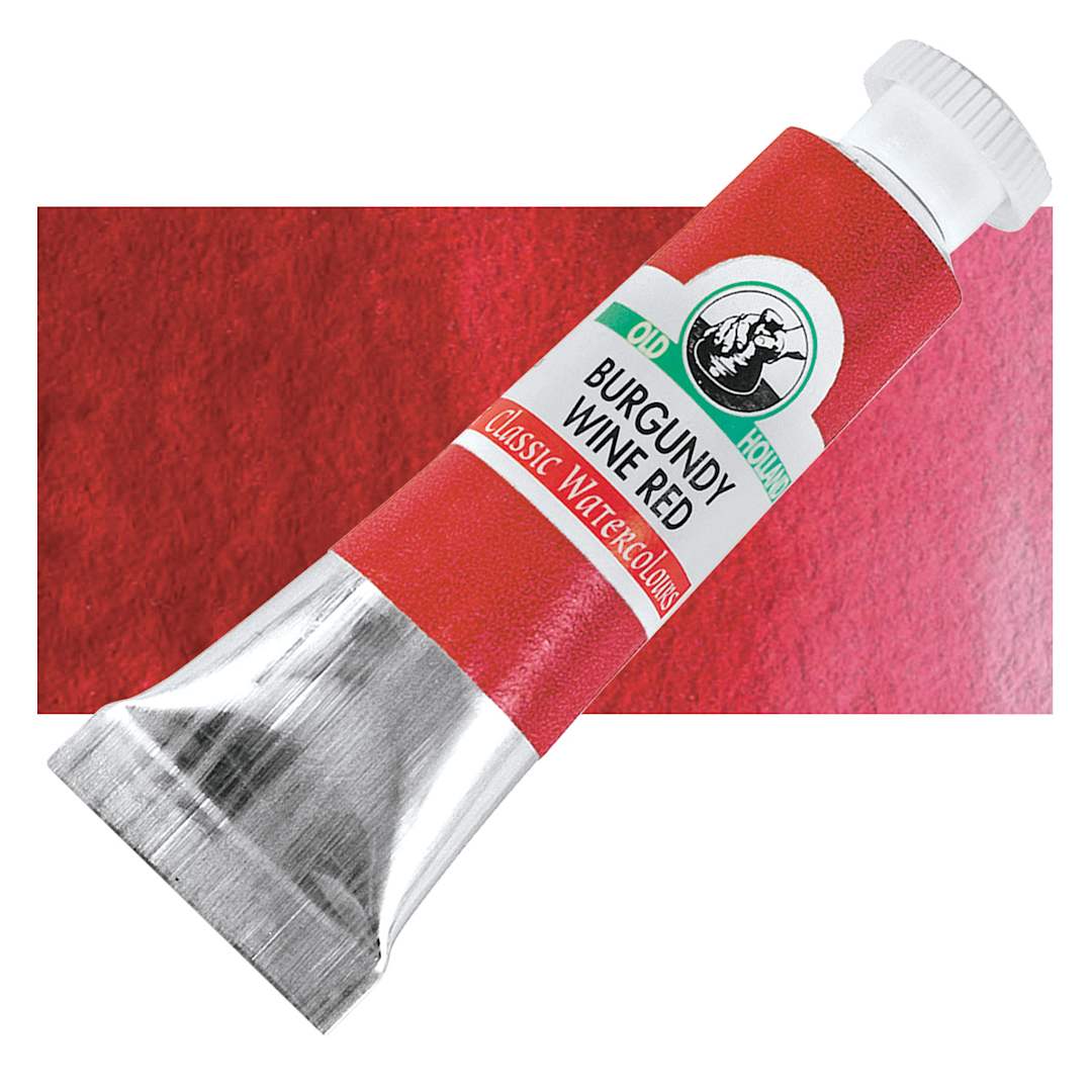 Open in modal - Old Holland Classic Artist Watercolor - Burgundy Wine Red, 6 ml tube and swatch