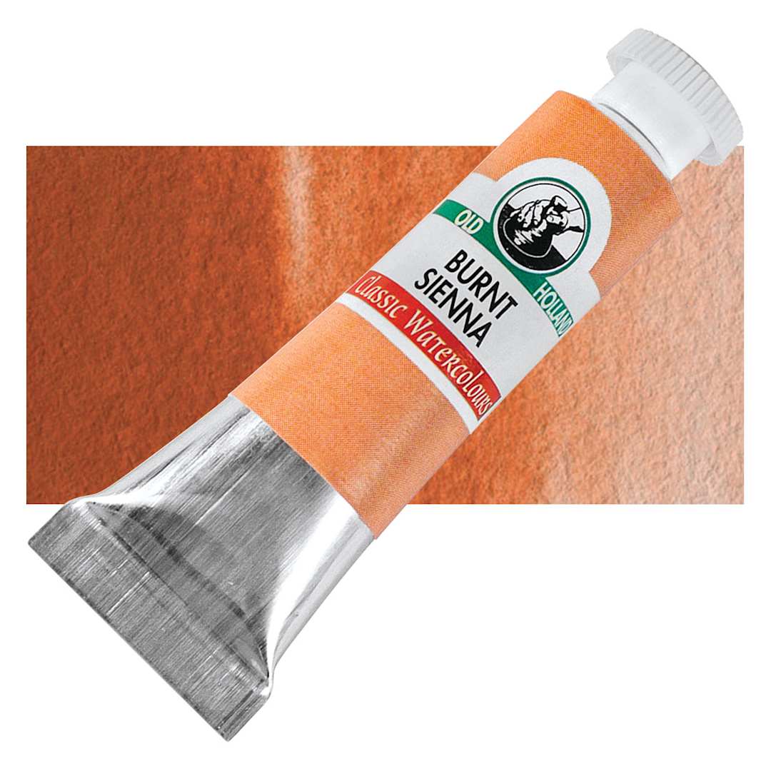 Open in modal - Old Holland Classic Artist Watercolor - Burnt Sienna, 6 ml tube and swatch