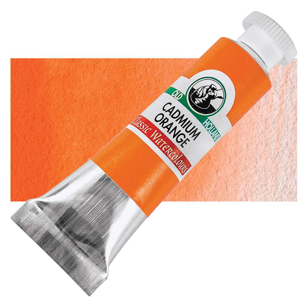 Open in modal - Old Holland Classic Artist Watercolor - Cadmium Orange, 6 ml tube and swatch