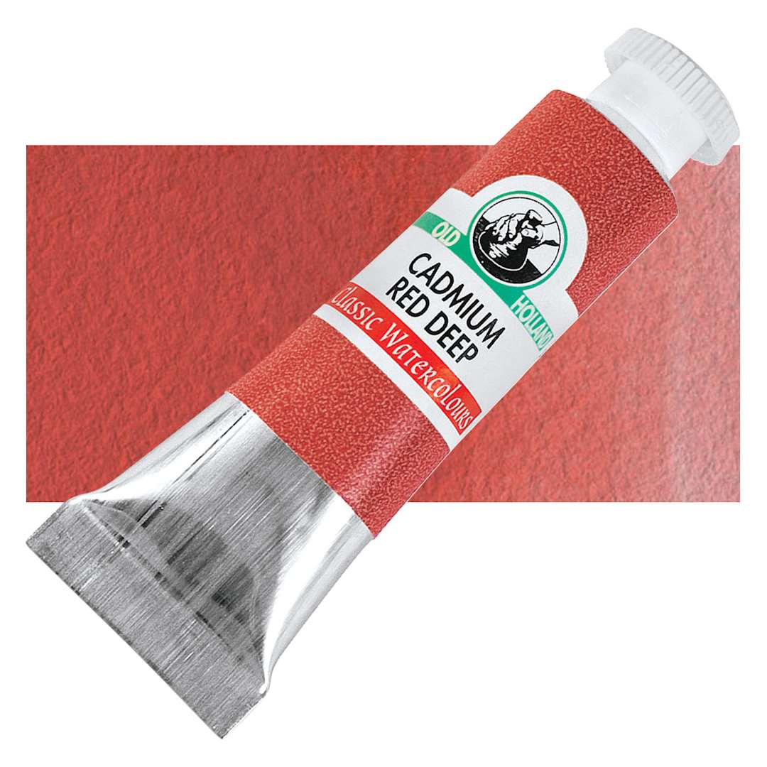 Open in modal - Old Holland Classic Artist Watercolor - Cadmium Red Deep, 6 ml tube and swatch