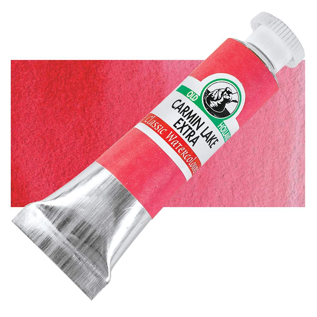 Open in modal - Old Holland Classic Artist Watercolor - Carmine Lake Extra, 6 ml tube and swatch