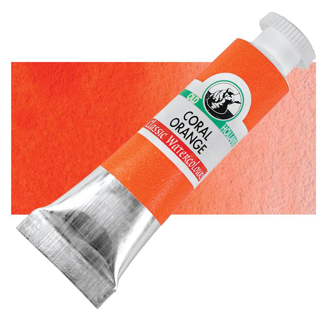 Open in modal - Old Holland Classic Artist Watercolor - Coral Orange, 6 ml tube and swatch