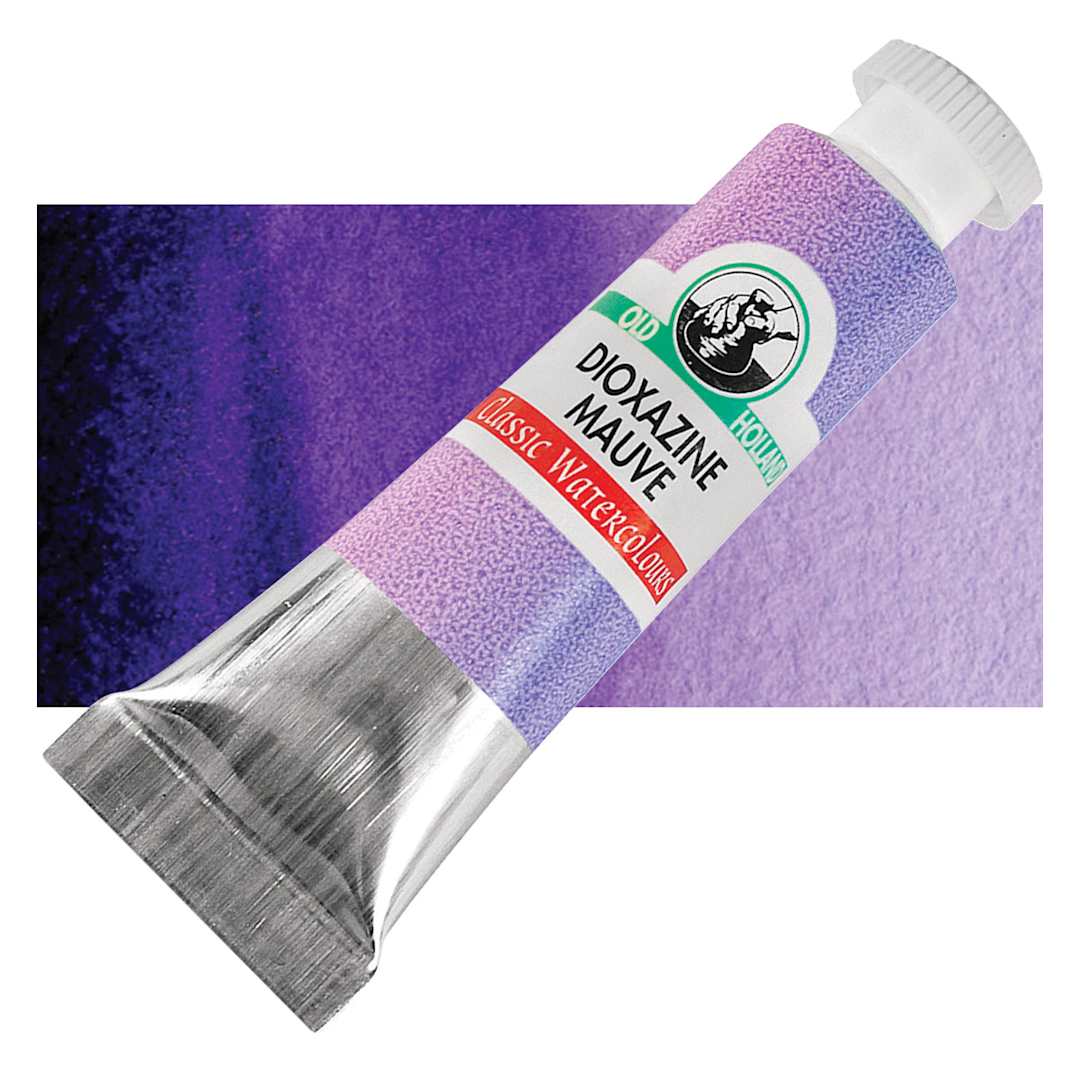 Open in modal - Old Holland Classic Artist Watercolor - Dioxazine Mauve, 6 ml tube and swatch