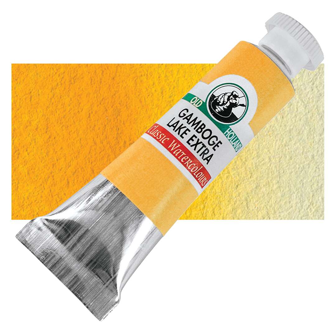 Open in modal - Old Holland Classic Artist Watercolor - Gamboge Lake Extra, 6 ml tube and swatch