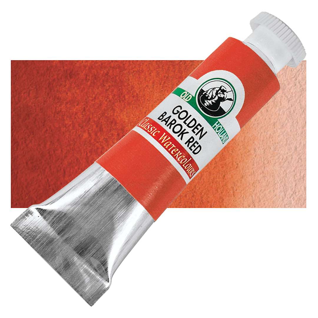 Open in modal - Old Holland Classic Artist Watercolor - Golden Barok Red, 6 ml Tube and swatch