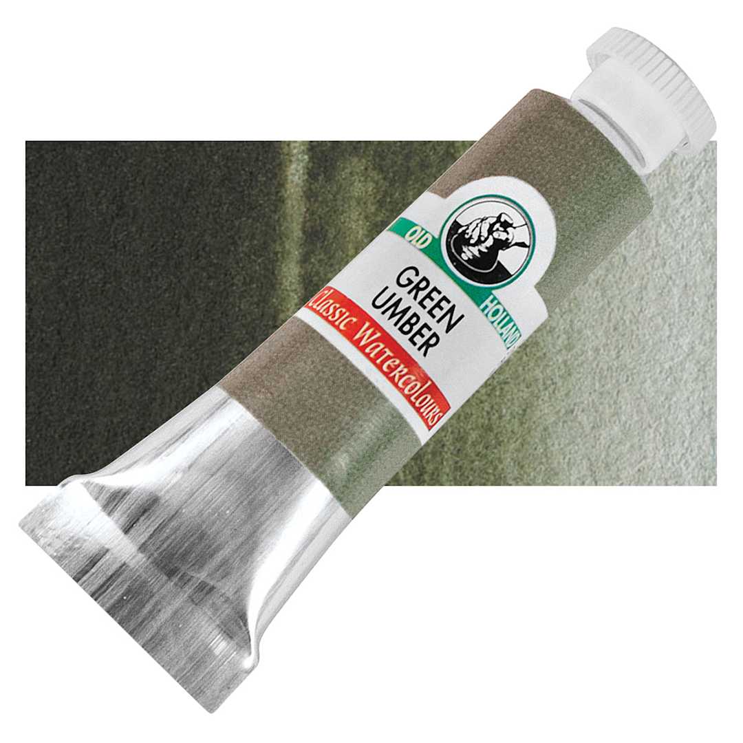 Open in modal - Old Holland Classic Artist Watercolor - Green Umber, 6 ml tube and swatch
