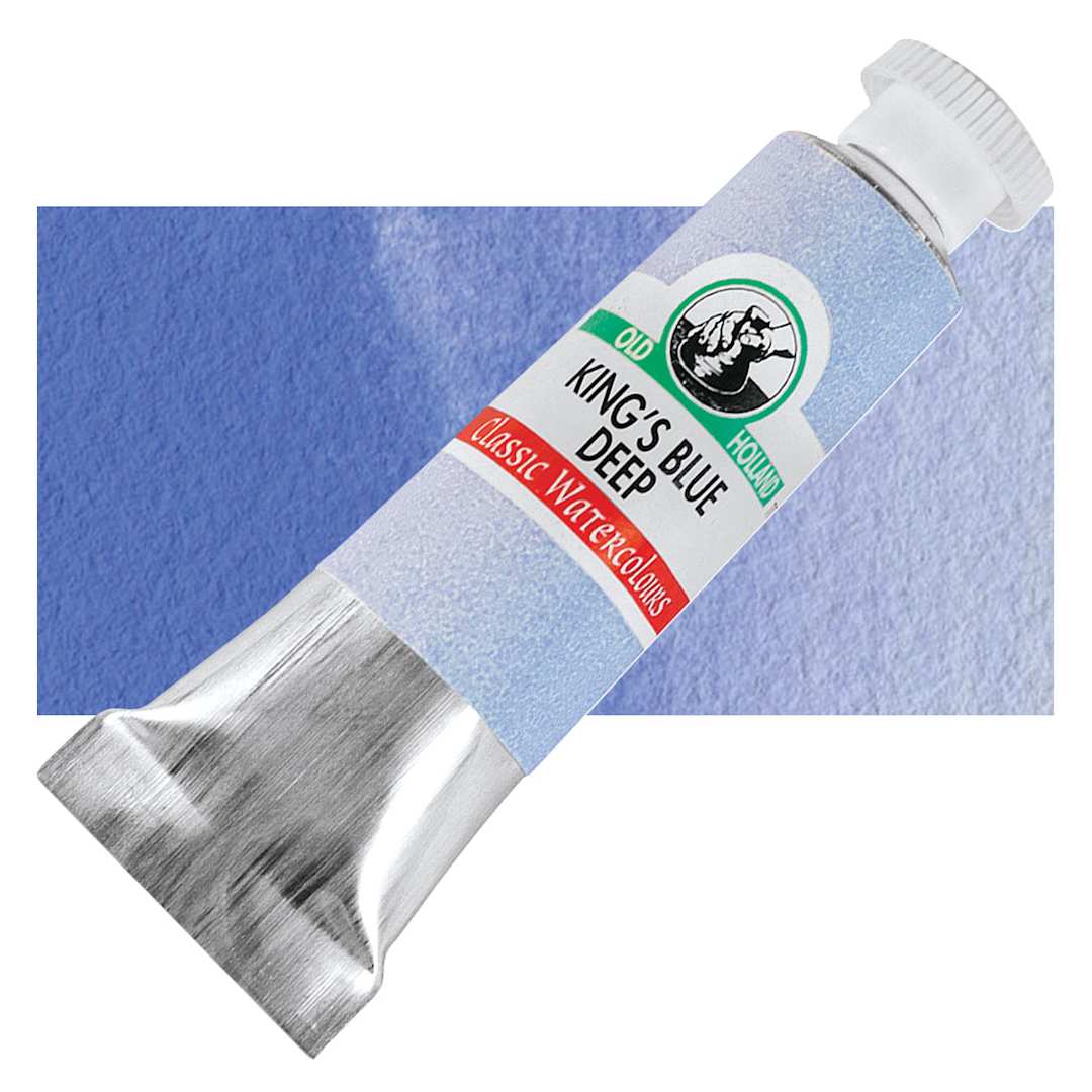 Open in modal - Old Holland Classic Artist Watercolor - King's Blue Deep, 6 ml tube and swatch