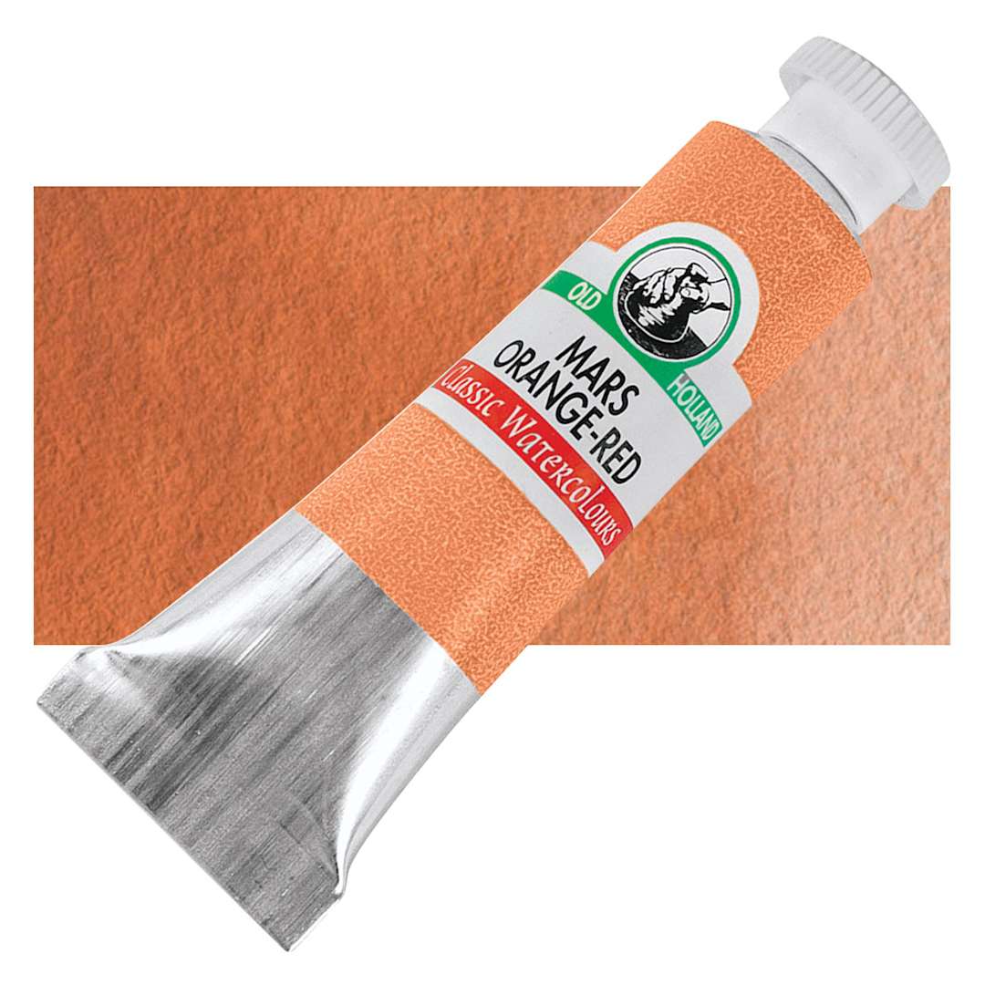 Open in modal - Old Holland Classic Artist Watercolor - Mars Orange-Red, 6 ml tube and swatch