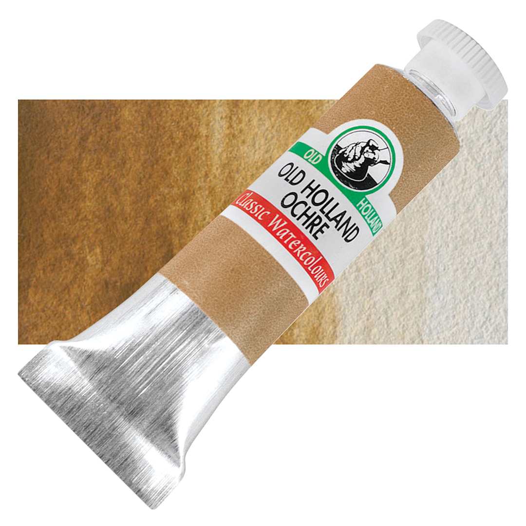 Open in modal - Old Holland Classic Artist Watercolor - Old Holland Ochre, 6 ml tube and swatch