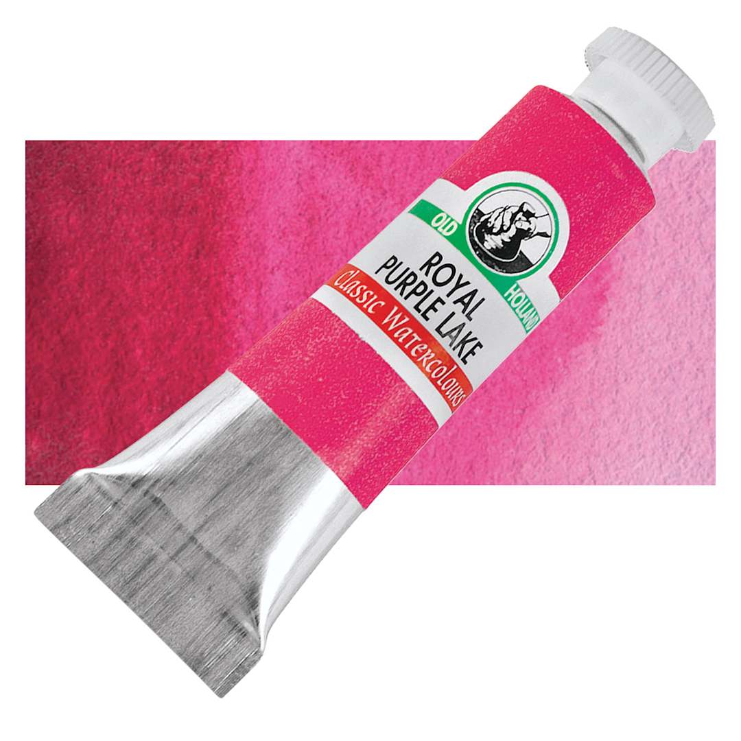 Open in modal - Old Holland Classic Artist Watercolor - Royal Purple Lake, 6 ml tube and swatch