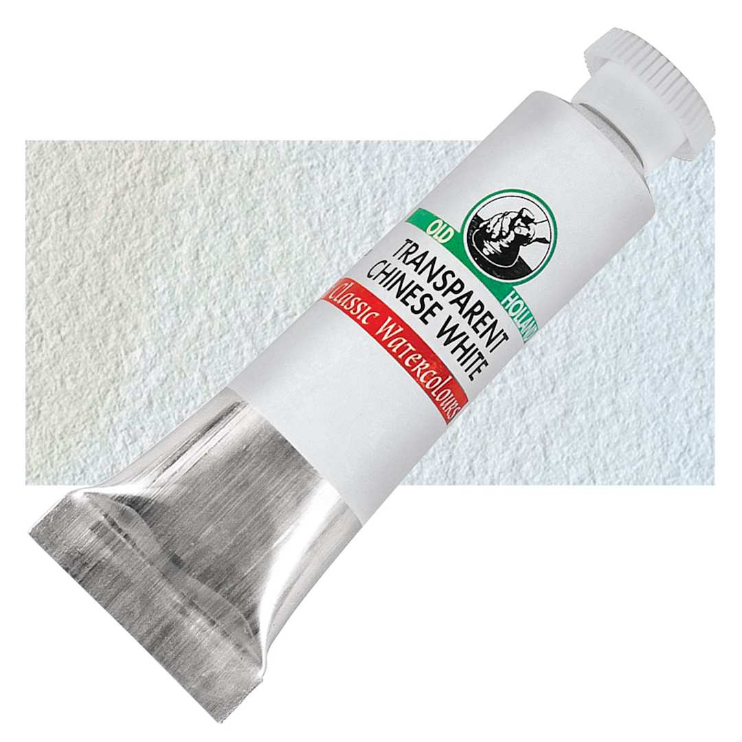 Open in modal - Old Holland Classic Artist Watercolor - Transparent Chinese White, 6 ml tube and swatch