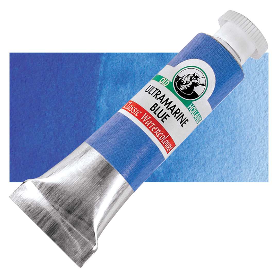 Open in modal - Old Holland Classic Artist Watercolor - Ultramarine Blue, 6 ml tube and swatch