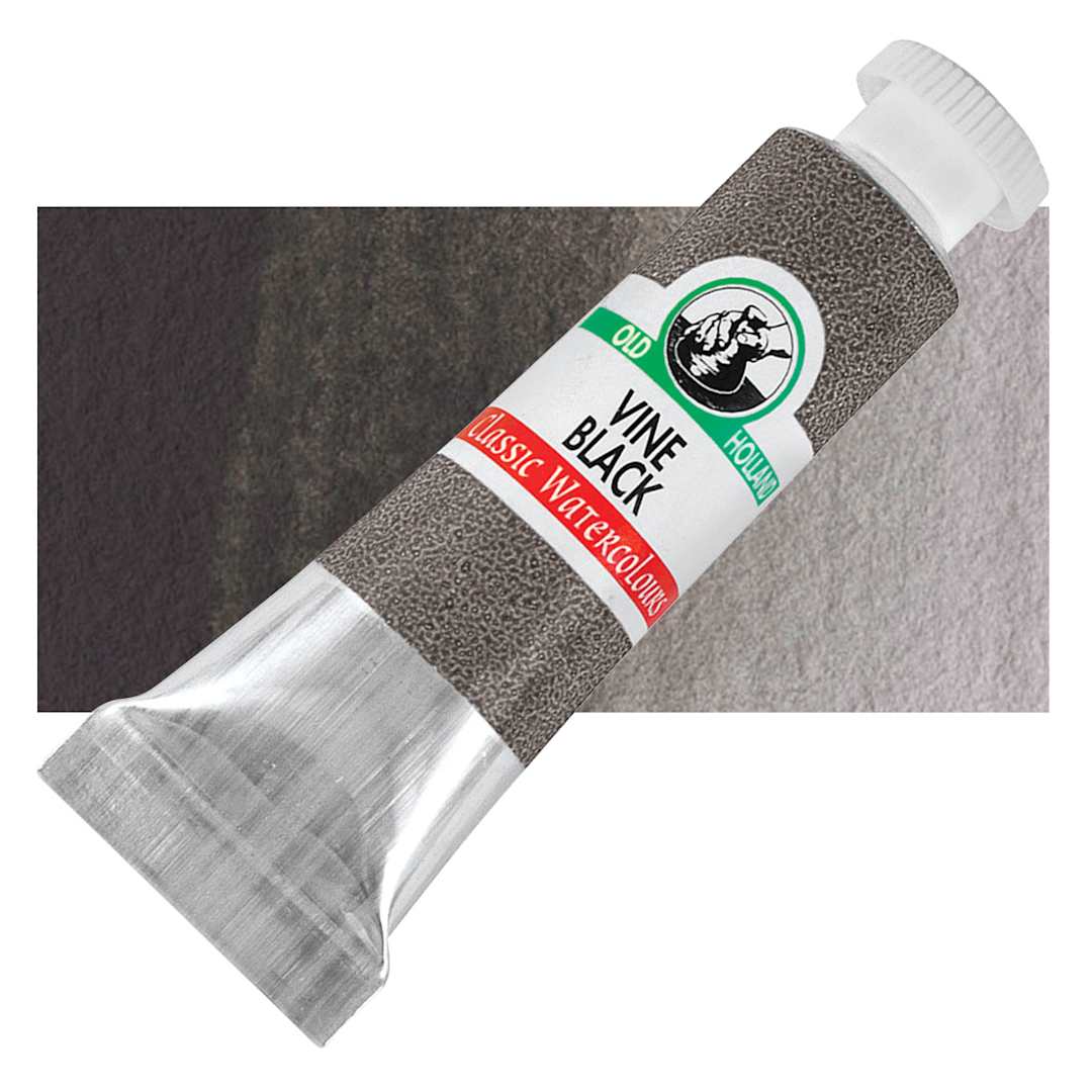 Open in modal - Old Holland Classic Artist Watercolor - Vine Black, 6 ml tube and swatch