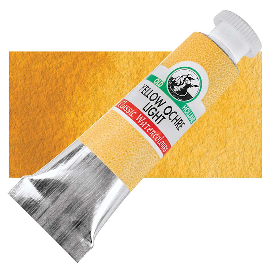 Open in modal - Old Holland Classic Artist Watercolor - Yellow Ochre Light, 6 ml tube and swatch