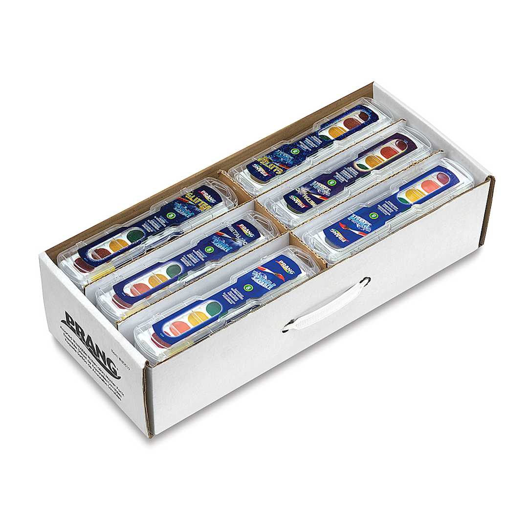 Open in modal - Prang Washable Watercolors - Oval Pans, Masterpack of 36, sets inside of the packaging