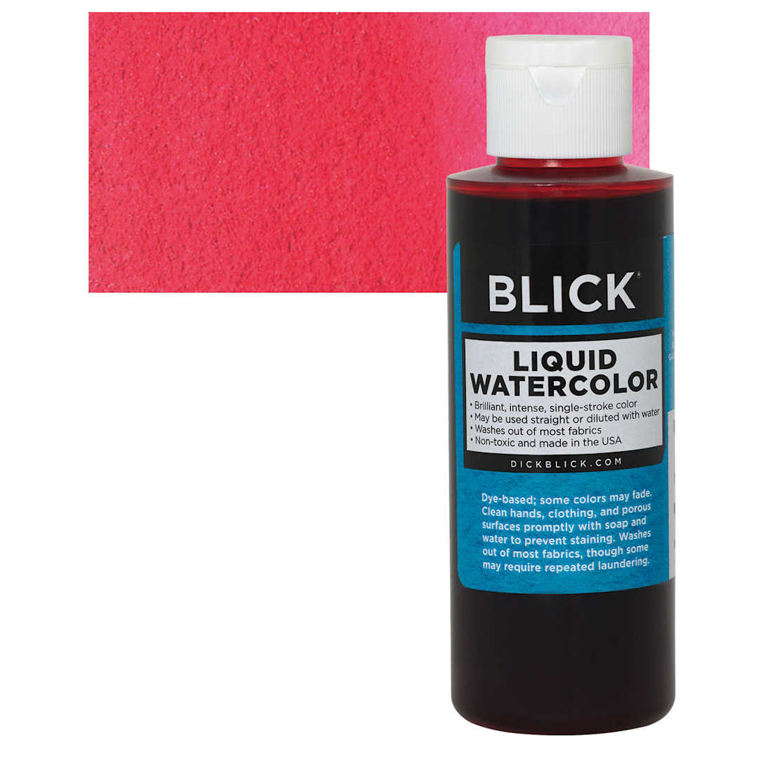 Open in modal - Blick Liquid Watercolor - Red, 4 oz bottle and swatch