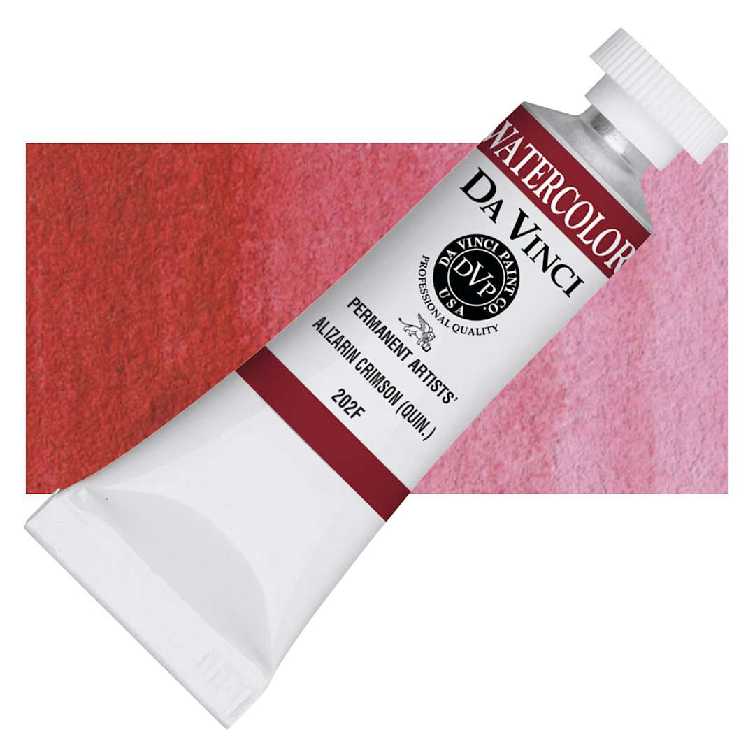 Open in modal - Da Vinci Artists' Permanent Watercolor - Alizarin Crimson Quinacridone, 15 ml tube and swatch