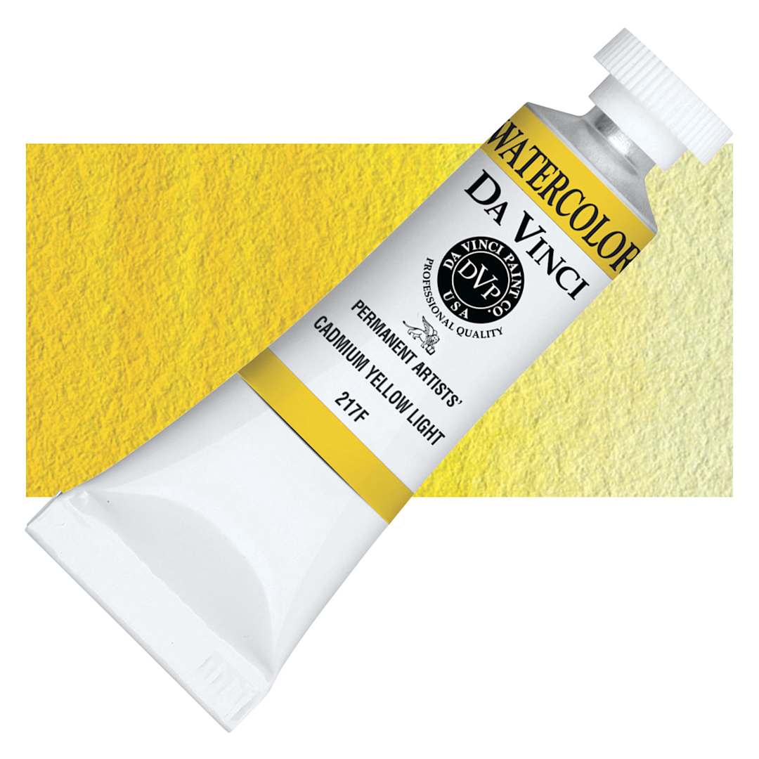 Open in modal - Da Vinci Artists' Permanent Watercolor - Cadmium Yellow Light (CL), 15 ml tube and swatch