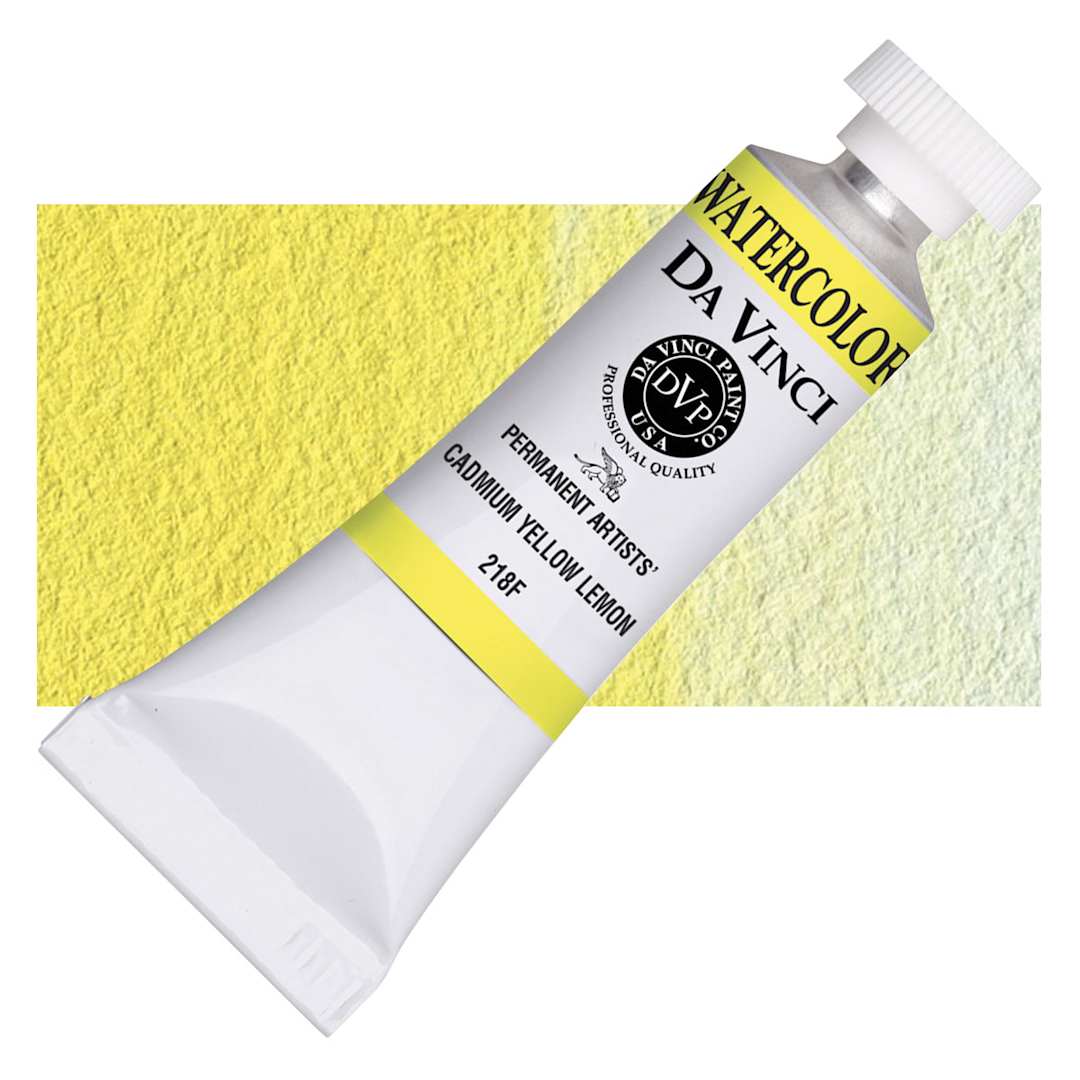 Open in modal - Da Vinci Artists Permanent Watercolor - Cadmium Yellow Lemon, 15 ml tube and swatch
