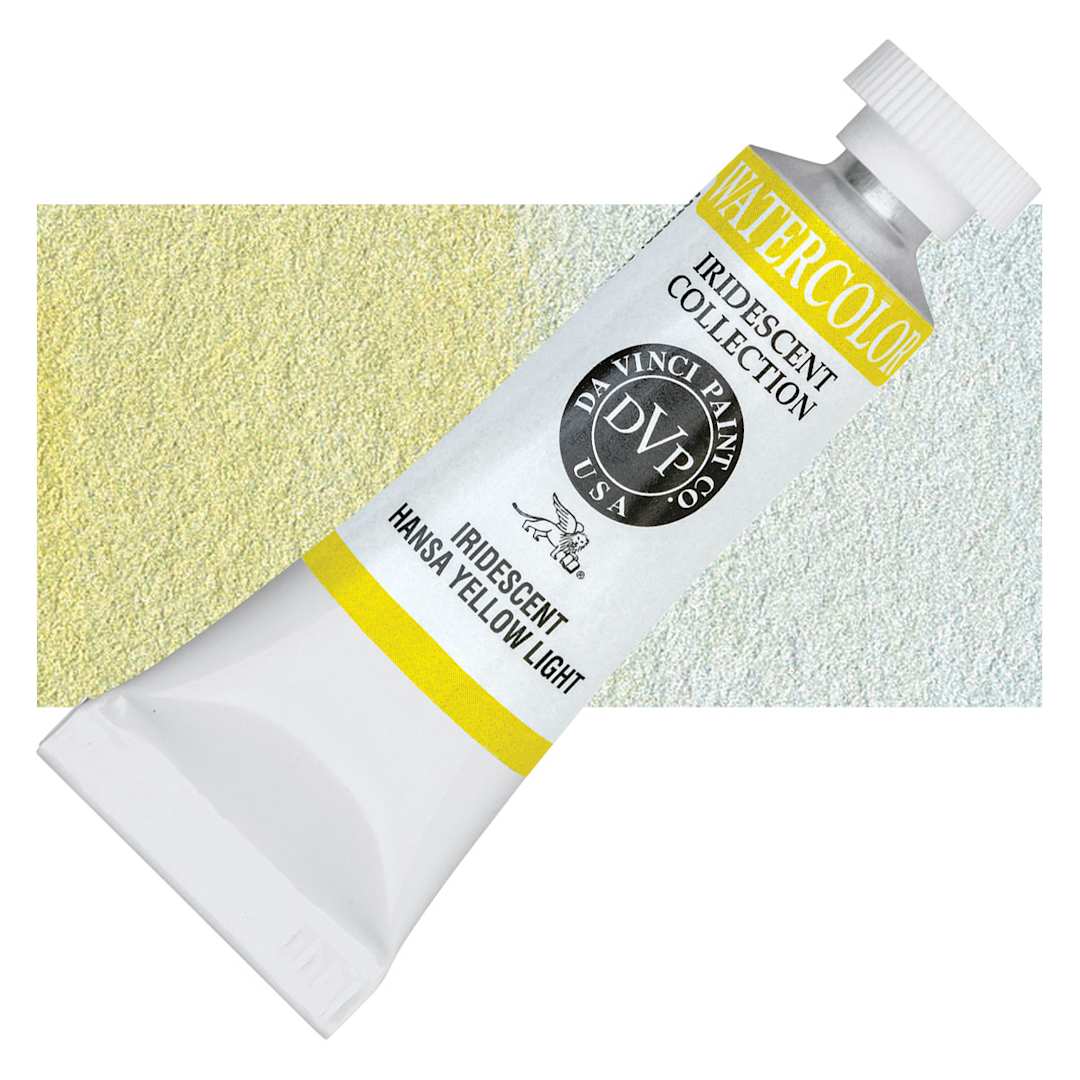 Open in modal - Da Vinci Artists' Permanent Watercolor - Iridescent Hansa Yellow Light, 15 ml tube and swatch