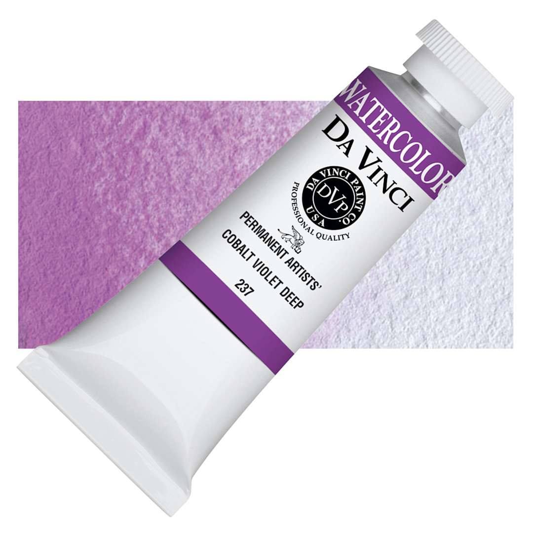 Open in modal - Da Vinci Artists' Permanent Watercolor - Cobalt Violet Deep, 37 ml tube and swatch