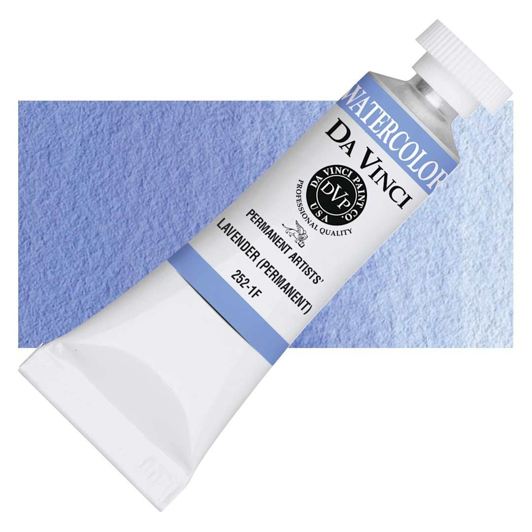 Open in modal - Da Vinci Artists' Permanent Watercolor - Lavender (Permanent), 15 ml tube and swatch