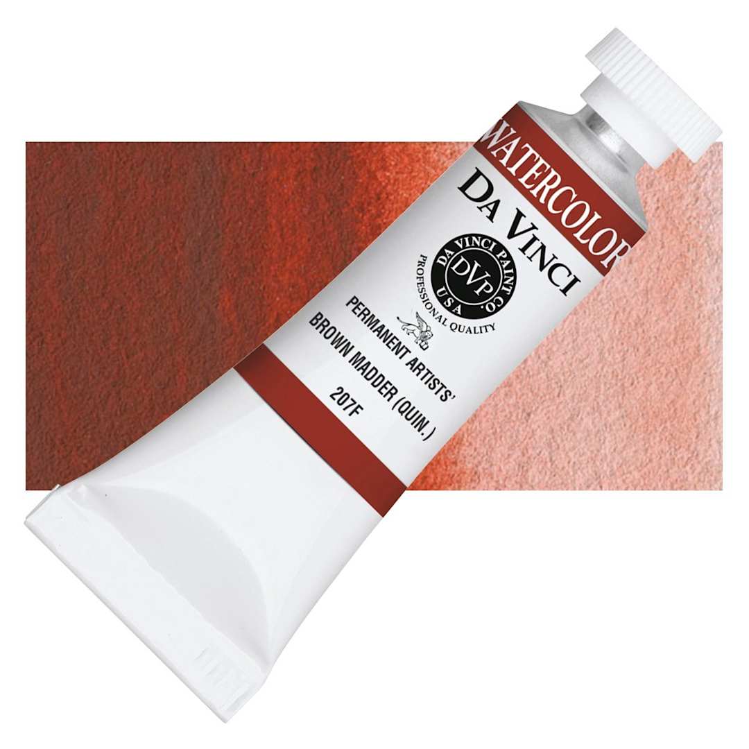 Open in modal - Da Vinci Artists' Permanent Watercolor - Quinacridone Brown Madder, 15 ml tube and swatch