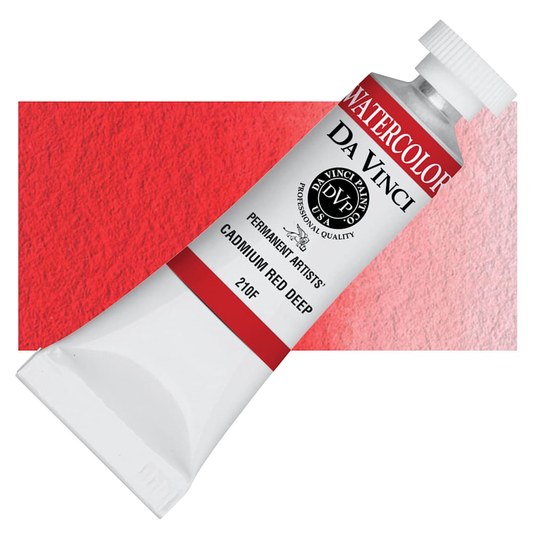 Open in modal - Da Vinci Artists' Permanent Watercolor - Cadmium Red Deep (CL), 15 ml tube and swatch