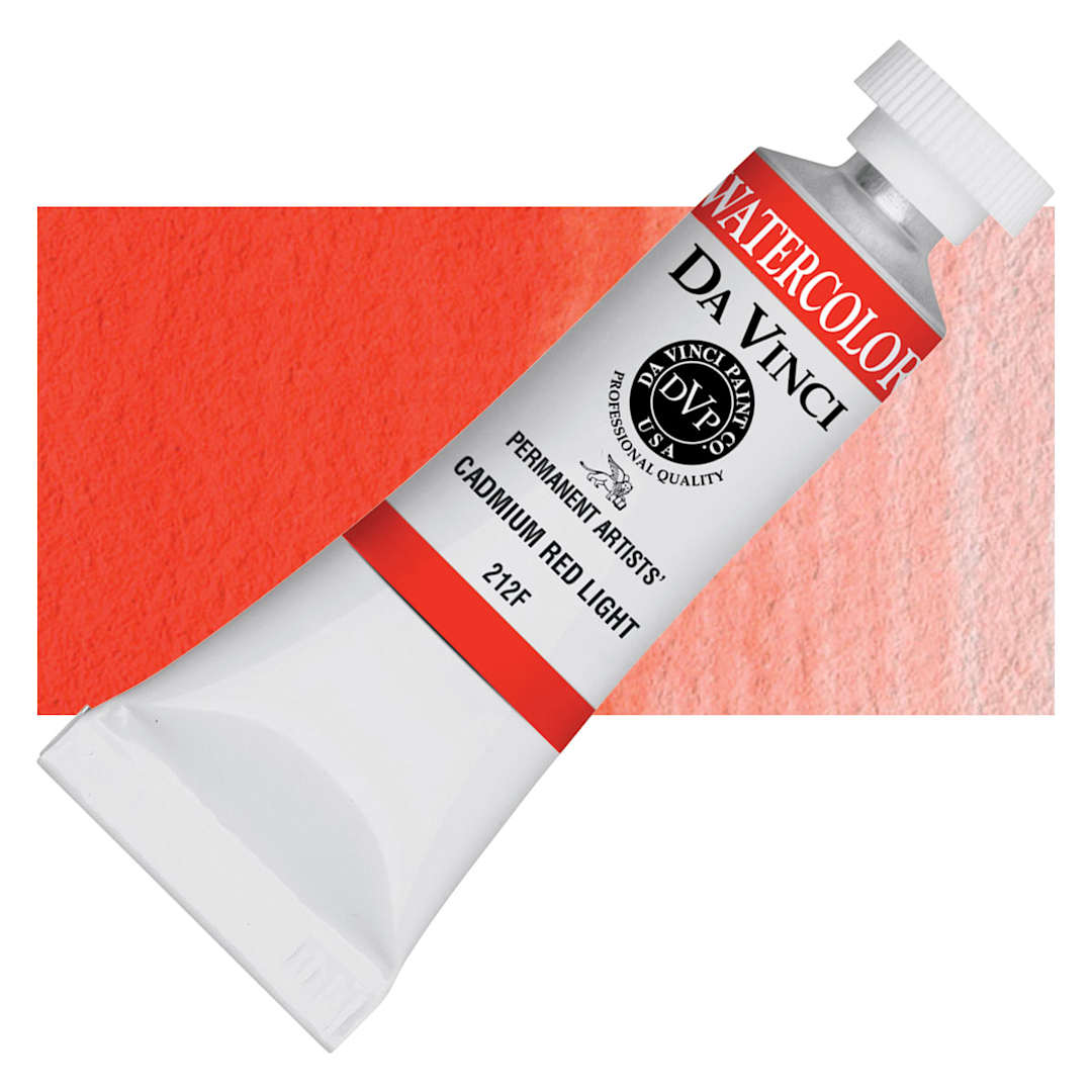 Open in modal - Da Vinci Artists' Permanent Watercolor - Cadmium Red Light (CL), 15 ml tube and swatch