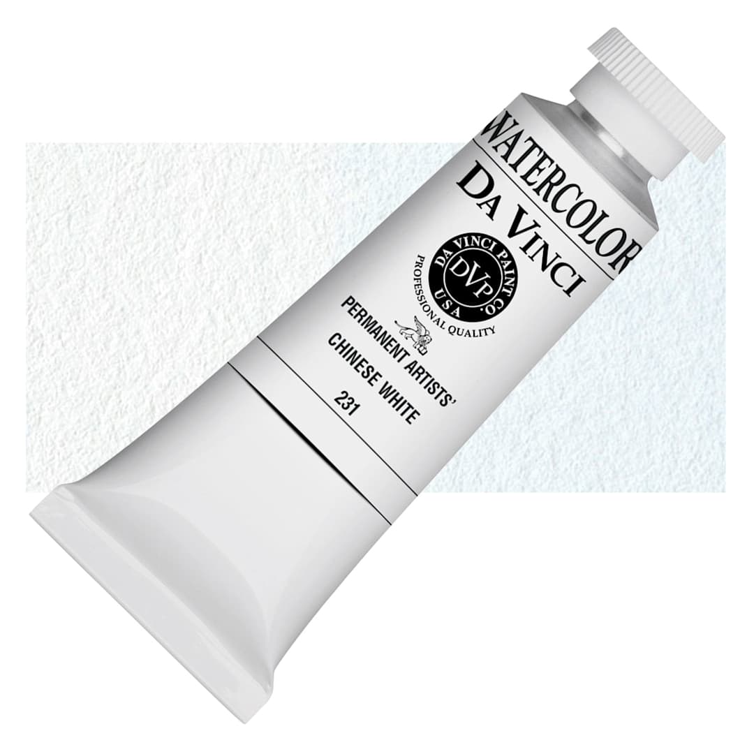 Open in modal - Da Vinci Artists' Permanent Watercolor - Chinese White, 37 ml tube and swatch