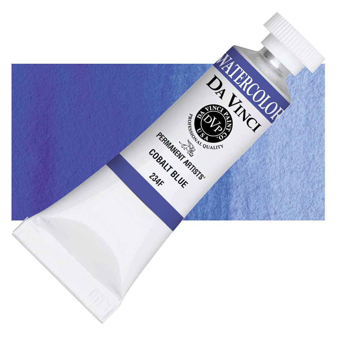 Open in modal - Da Vinci Artists' Permanent Watercolor - Cobalt Blue, 15 ml tube and swatch